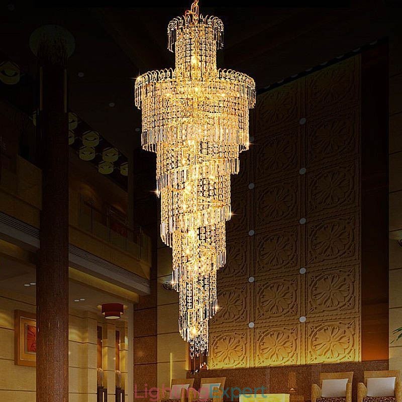 European Crystal Chandelier Large Round Shape Long Pendant