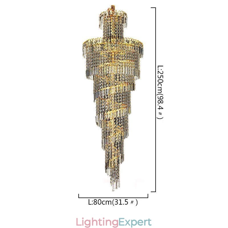 European Crystal Chandelier Large Round Shape Long Pendant