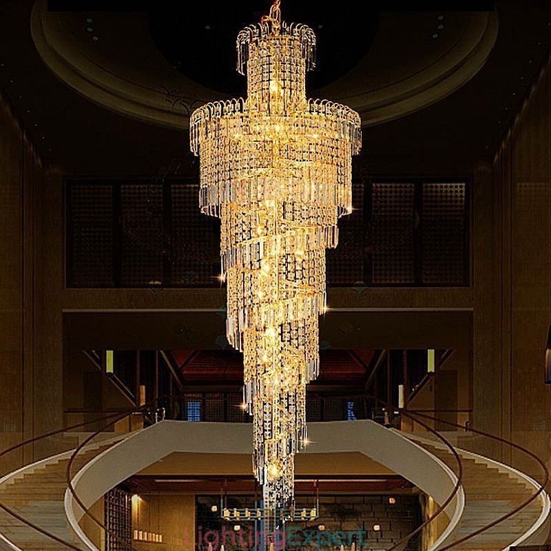 European Crystal Chandelier Large Round Shape Long Pendant