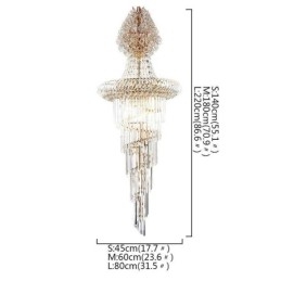 Luxury Crystal Chandelier Modern European Graceful Long Pendant Duplex Staircase