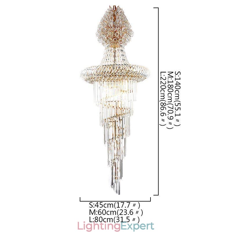 Luxury Crystal Chandelier Modern European Graceful Long Pendant Duplex Staircase