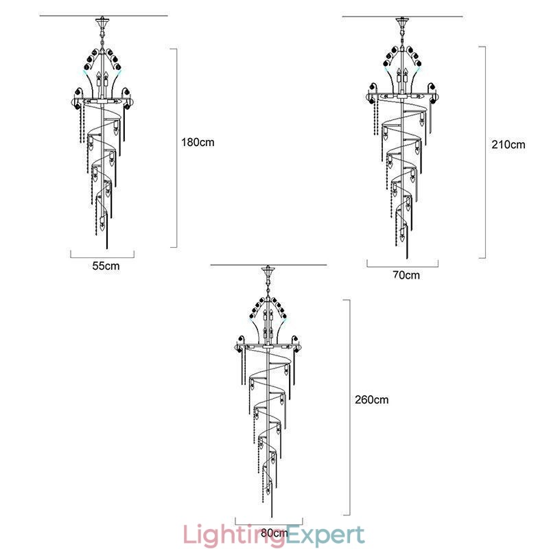 Graceful Crystal Chandelier Modern Simple Long Pendant Duplex Staircase