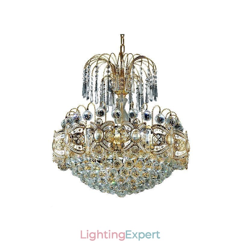 Graceful Crystal Chandelier Classic Gold Colour Pendant Light