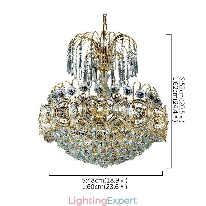 Graceful Crystal Chandelier Classic Gold Colour Pendant Light