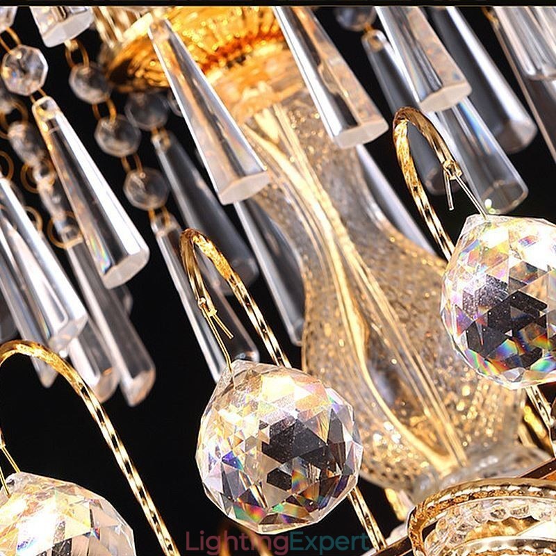 Graceful Crystal Chandelier Classic Gold Colour Pendant Light