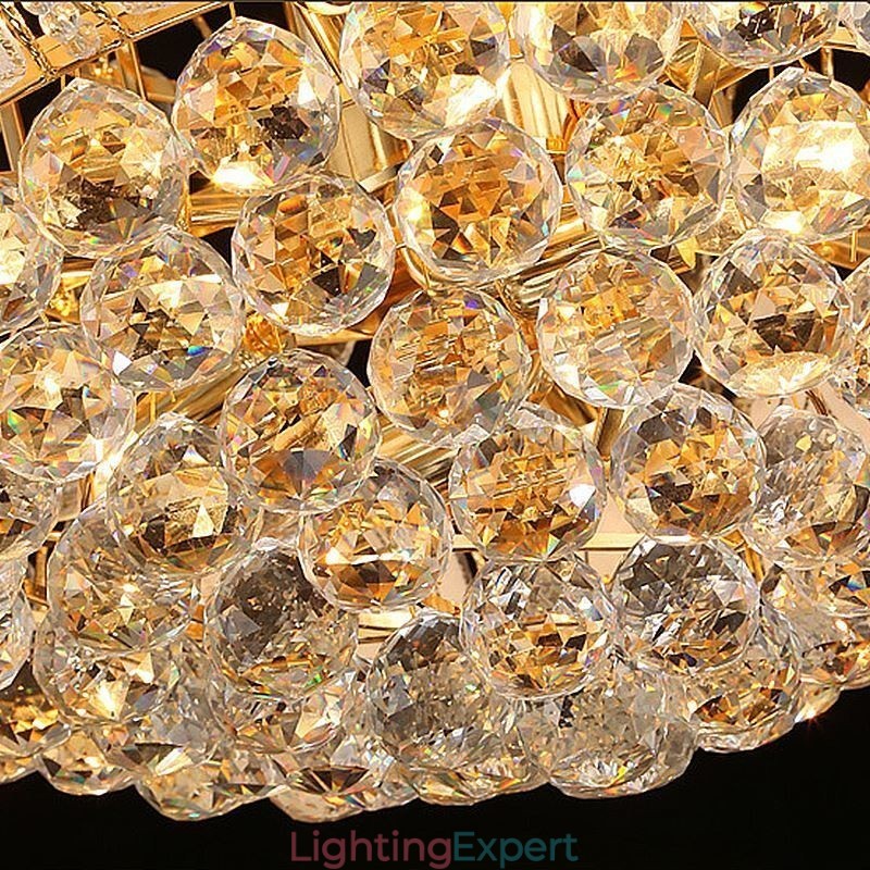 Contemporary Crystal Empire Chandelier Gold Colour Pendant Light Lotus