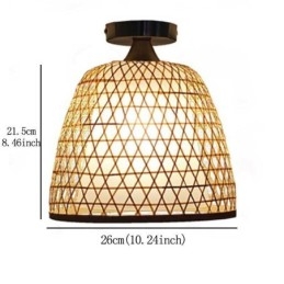 Bamboo Semi Flush Mount Creative Round Ceiling Light Vestibule Lighting