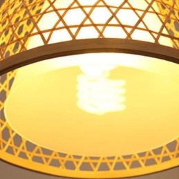 Bamboo Semi Flush Mount Creative Round Ceiling Light Vestibule Lighting