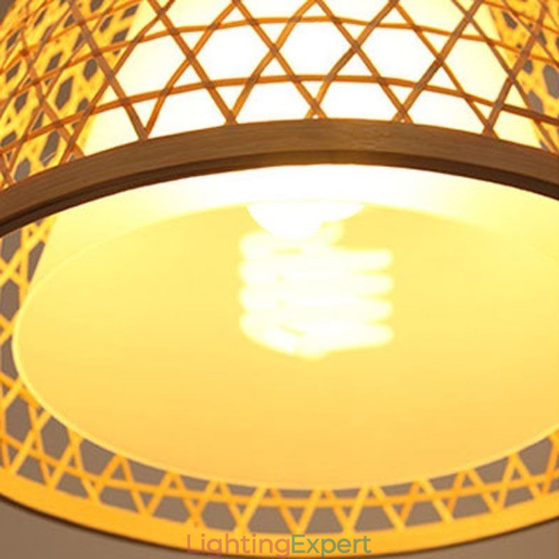 Bamboo Semi Flush Mount Creative Round Ceiling Light Vestibule Lighting