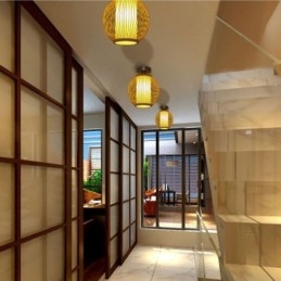Unique Semi Flush Mount Creative Round Bamboo Ceiling Light Porch Lighting