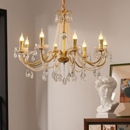 American Crystal Pendant Light Country Style Creative Iron Art Ceiling Light