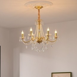 American Crystal Pendant Light Country Style Creative Iron Art Ceiling Light