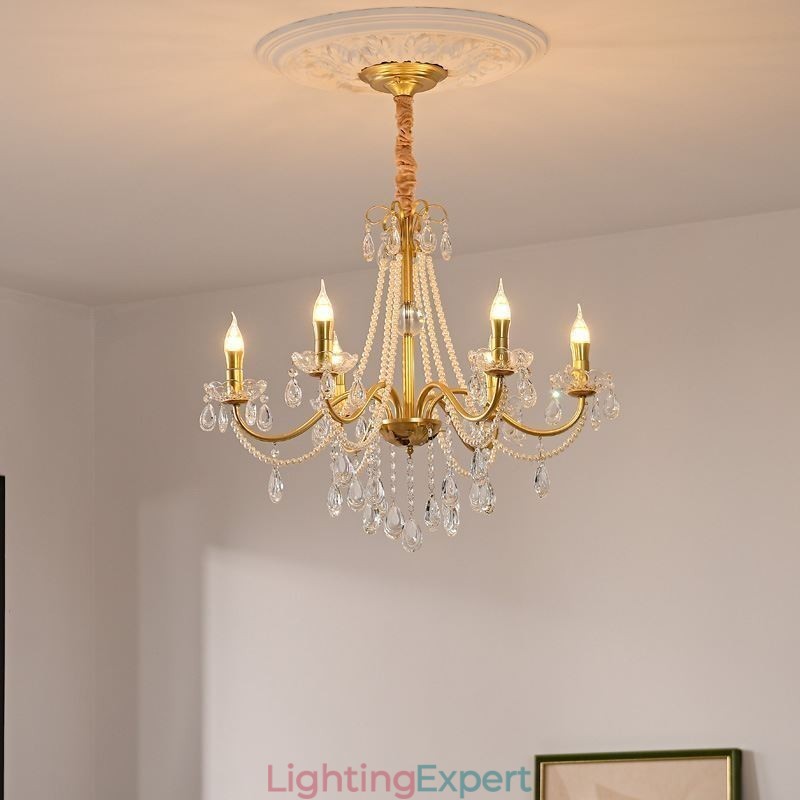 American Crystal Pendant Light Country Style Creative Iron Art Ceiling Light