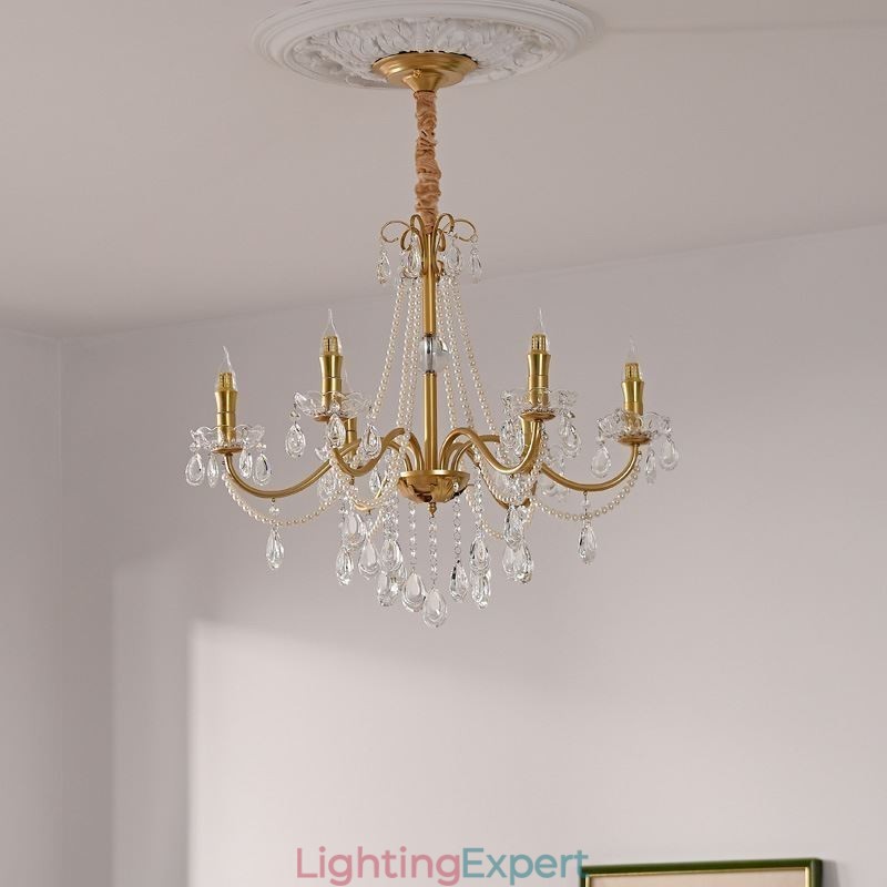 American Crystal Pendant Light Country Style Creative Iron Art Ceiling Light