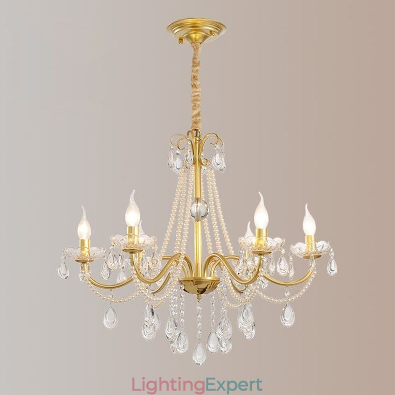 American Crystal Pendant Light Country Style Creative Iron Art Ceiling Light
