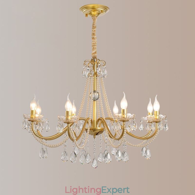 American Crystal Pendant Light Country Style Creative Iron Art Ceiling Light