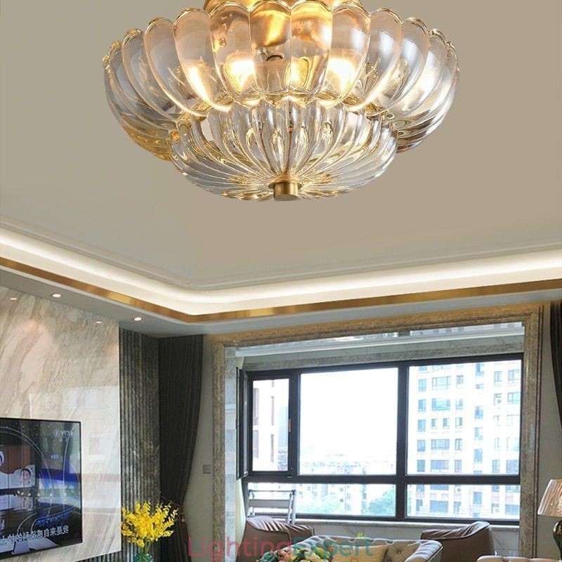 Modern Flush Mount Lotus Base Ceiling Light