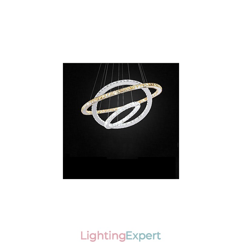 Pendant Lamps Amber and Clear K9 Crystal Chandelier Lights Lighting with 3 Ring