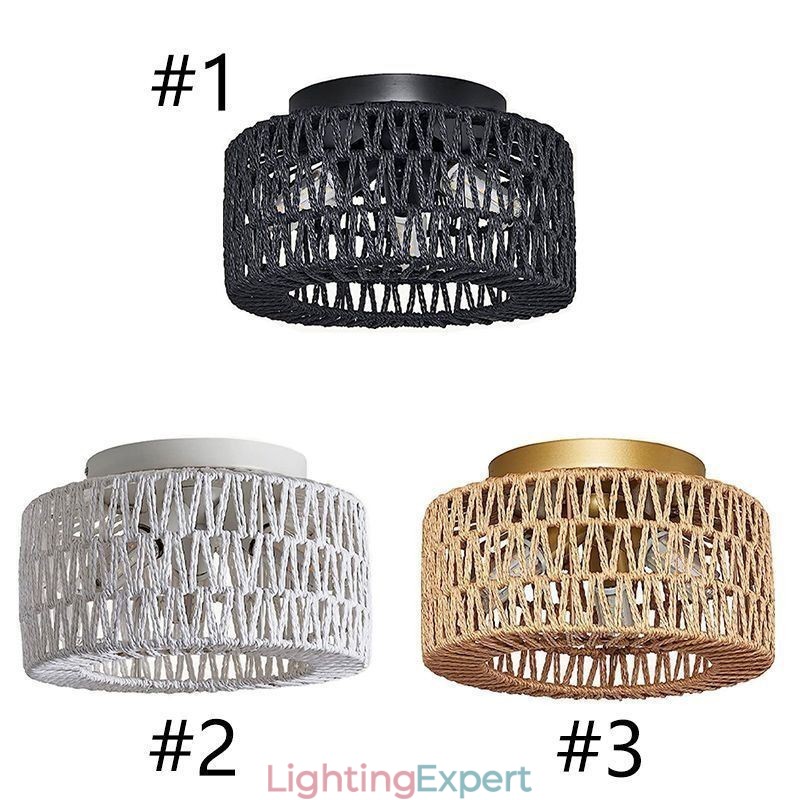 Country Style Flush Mount American Woven Cage Ceiling Light