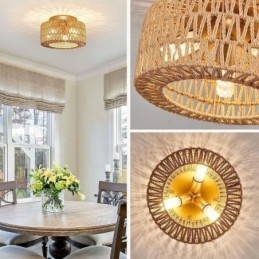 Country Style Flush Mount American Woven Cage Ceiling Light