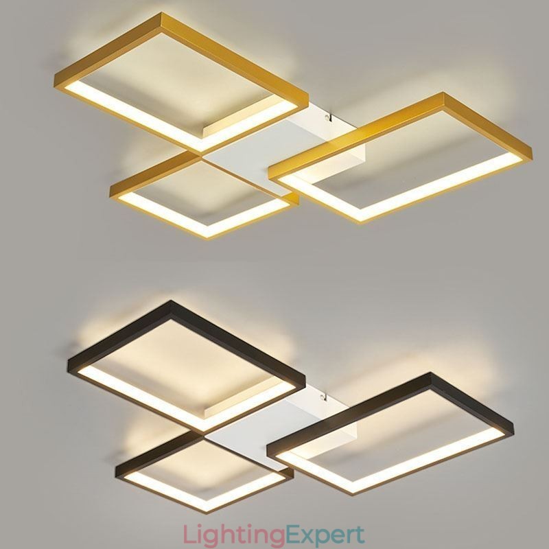 Flush Mount Minimalist 3 Square Ceiling Light Stepless Dimmable With Remote Control 60W