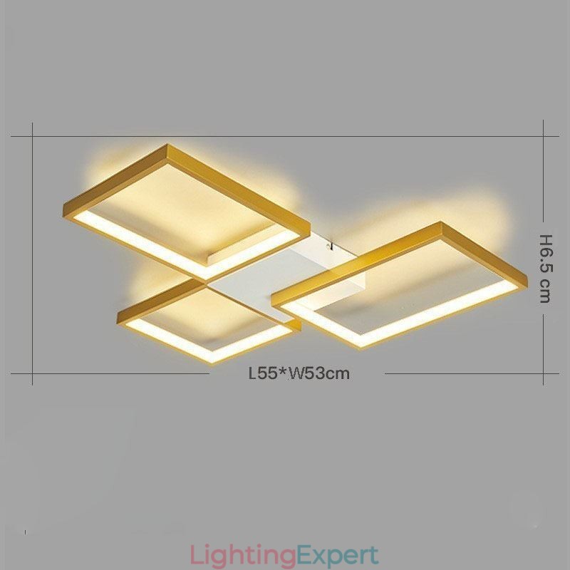 Flush Mount Minimalist 3 Square Ceiling Light Stepless Dimmable With Remote Control 60W