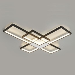 Minimalist Flush Mount Five Square Ceiling Light Stepless Dimmable With Remote Control 92W