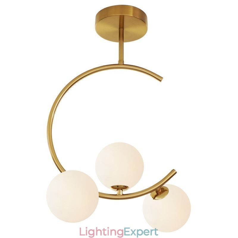 Modern And Simple Flush Mount Three Head Milky White Glass Ceiling Light G9 5W