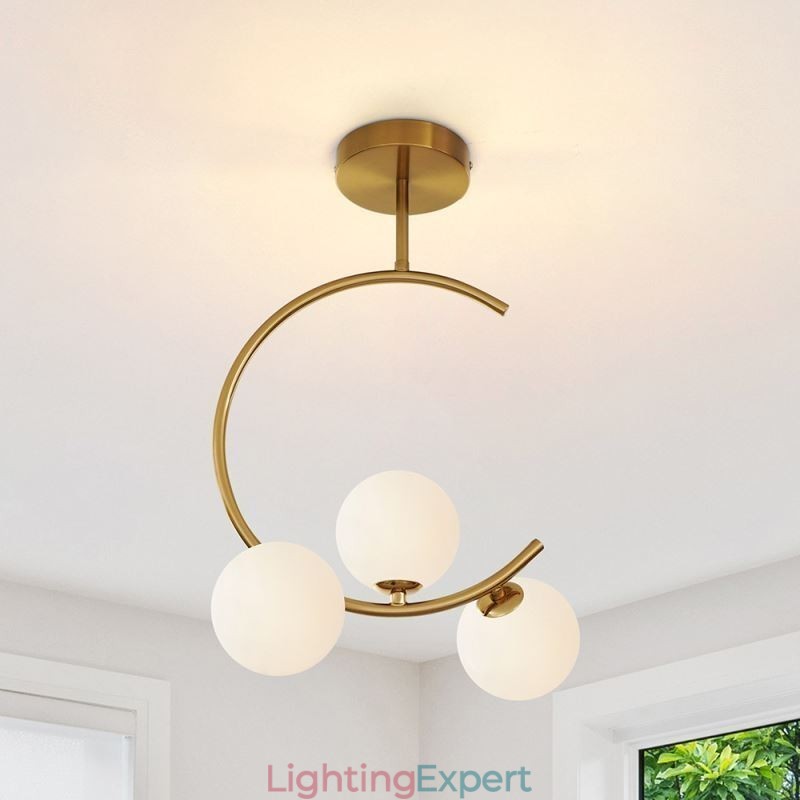 Modern And Simple Flush Mount Three Head Milky White Glass Ceiling Light G9 5W