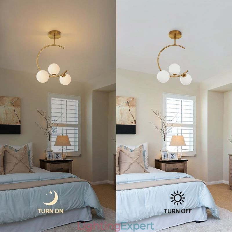 Modern And Simple Flush Mount Three Head Milky White Glass Ceiling Light G9 5W