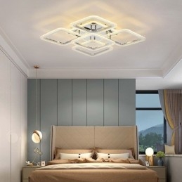 Flush Mount Chrome Acrylic Square Ceiling Light 5 Lights