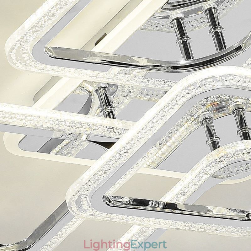 Flush Mount Chrome Acrylic Square Ceiling Light 5 Lights