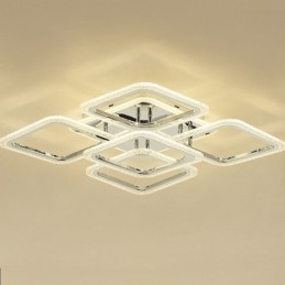 Flush Mount Chrome Acrylic Square Ceiling Light 5 Lights