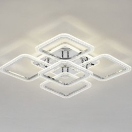 Flush Mount Chrome Acrylic Square Ceiling Light 5 Lights