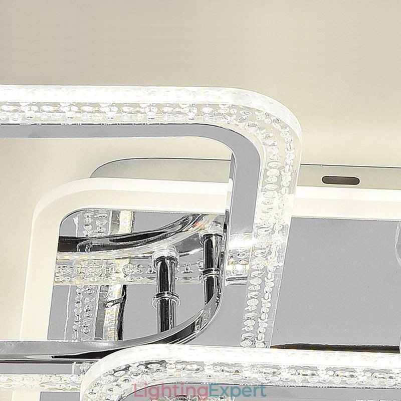 Flush Mount Chrome Acrylic Square Ceiling Light 5 Lights