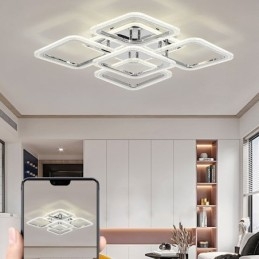 Flush Mount Chrome Acrylic Square Ceiling Light 5 Lights