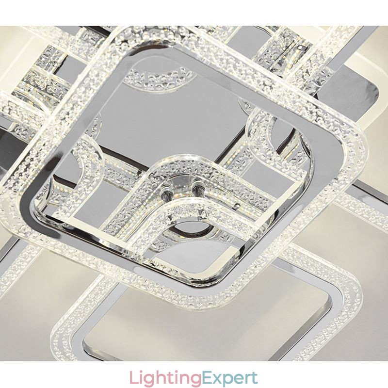 Flush Mount Acrylic Square Ceiling Light Chrome 8 Lights