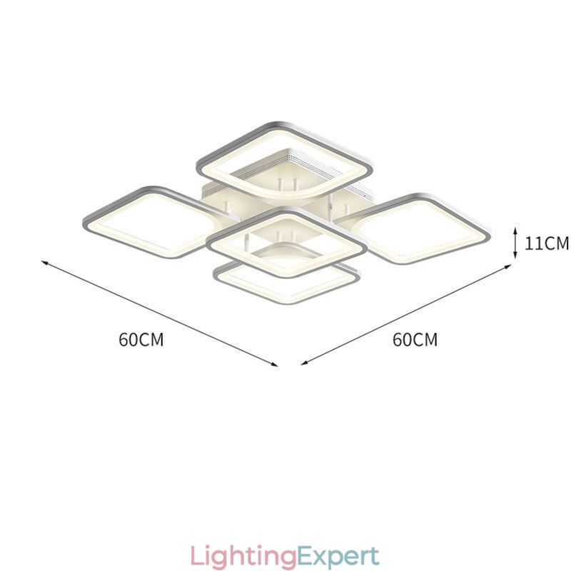 Flush Mount White Acrylic Square Ceiling Light 5 Lights 8 Lights