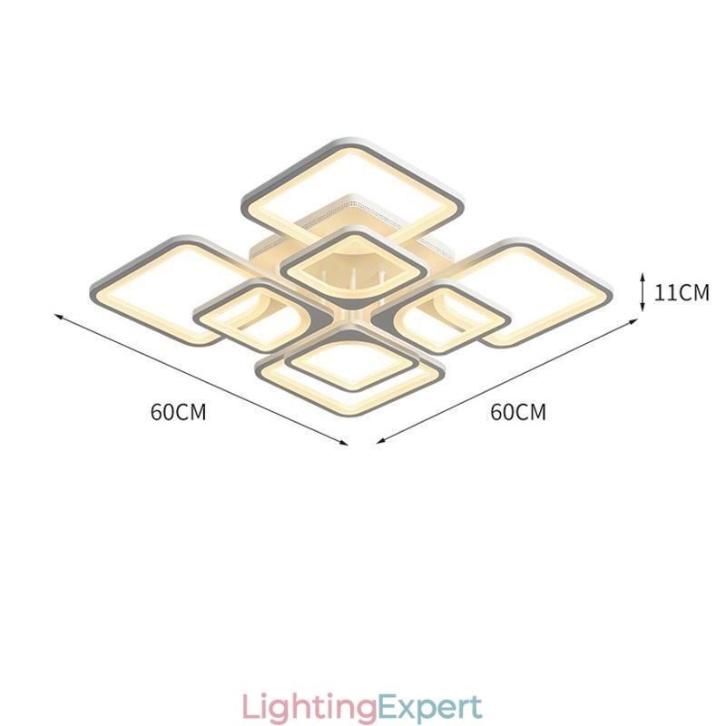 Flush Mount White Acrylic Square Ceiling Light 5 Lights 8 Lights
