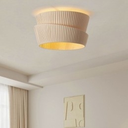 Wabi Sabi Flush Mount French Cream Style Double Layer Fabric Lampshade Ceiling Lamp