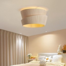 Wabi Sabi Flush Mount French Cream Style Double Layer Fabric Lampshade Ceiling Lamp