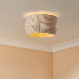 Wabi Sabi Flush Mount French Cream Style Double Layer Fabric Lampshade Ceiling Lamp