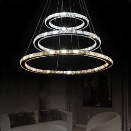 Pendant Lamps Amber and Clear K9 Crystal Chandelier Lights Lighting with 3 Ring