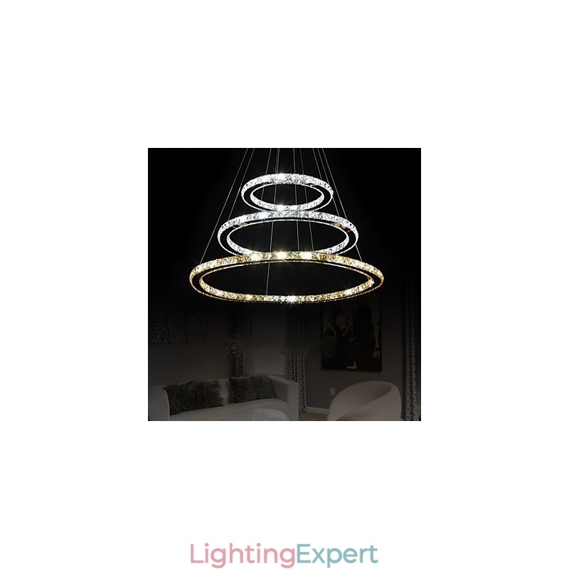 Pendant Lamps Amber and Clear K9 Crystal Chandelier Lights Lighting with 3 Ring