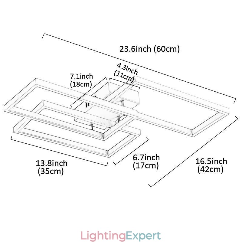 Flush Mount Acrylic Geometric Rectangular Ceiling Light