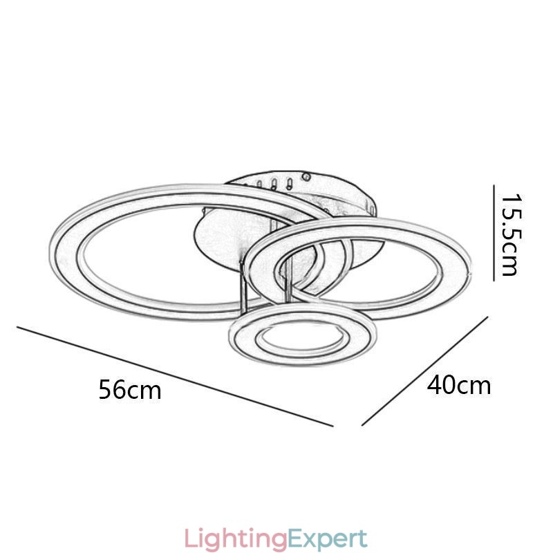 Flush Mount Triple Acrylic Round Ceiling Light