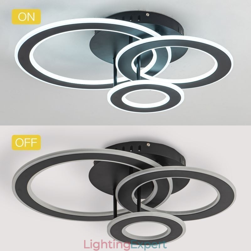 Flush Mount Triple Acrylic Round Ceiling Light