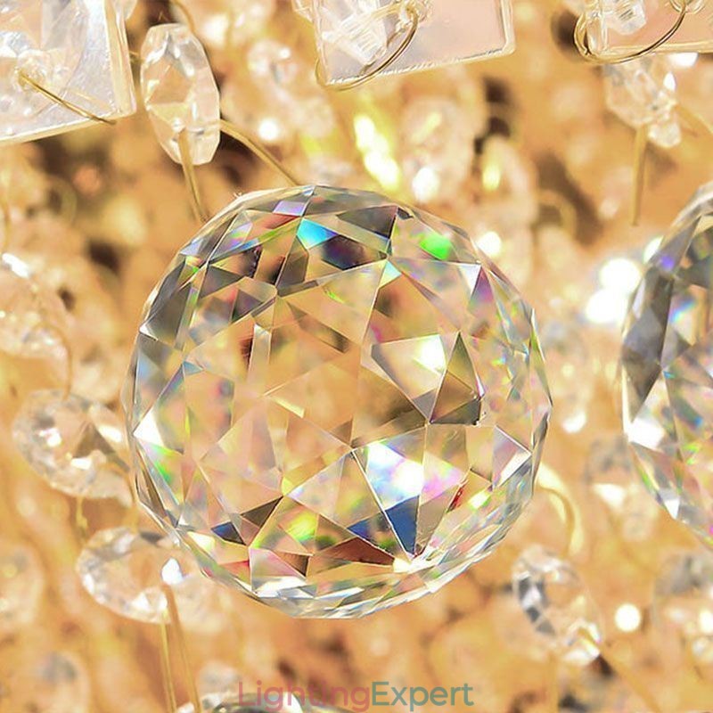 Crystal Flush Mount Round Crystal Ceiling Lamp with Remote Control 80CM