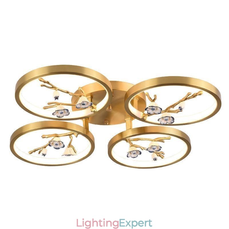 Flush Mount Copper Art Branch Plum Blossom Ceiling Light