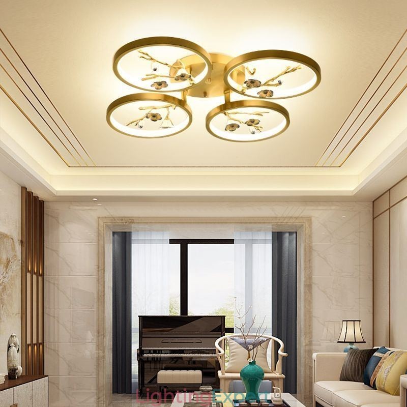 Flush Mount Copper Art Branch Plum Blossom Ceiling Light